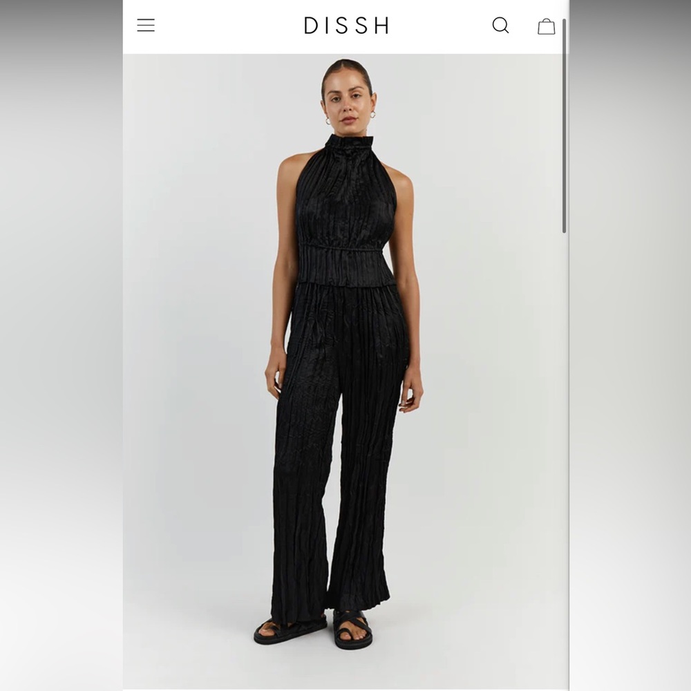 DISSH Wide Leg Crinkle Pant, Black Size 4